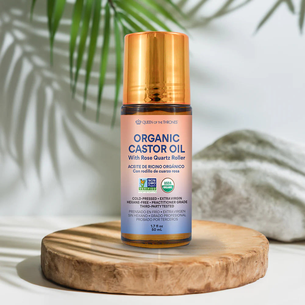 Organic Castor Oil With Rose Quartz Roller 1.7oz