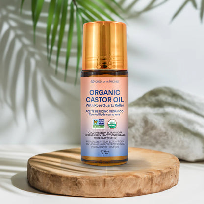 Organic Castor Oil With Rose Quartz Roller 1.7oz