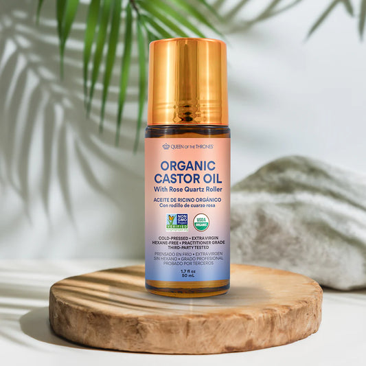 Organic Castor Oil With Rose Quartz Roller 1.7oz