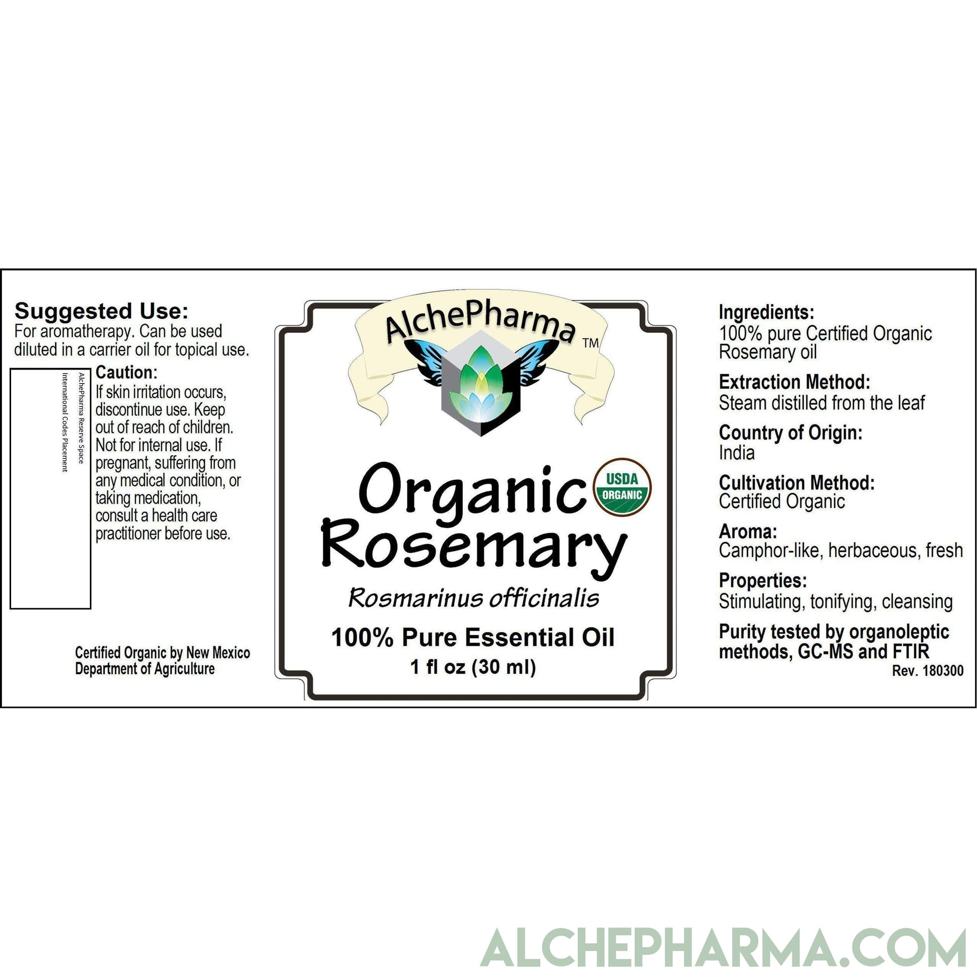 Rosemary Organic Essential Oil - 100% pure /Rosemary leaves sourced from India.-Essential Oils-AlchePharma