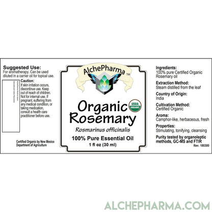 Rosemary Organic Essential Oil - 100% pure /Rosemary leaves sourced from India.-Essential Oils-AlchePharma