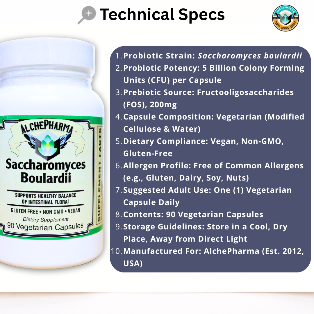 Saccharomyces Boulardii - Non-GMO Project Verified - Dairy Free-Probiotic-AlchePharma