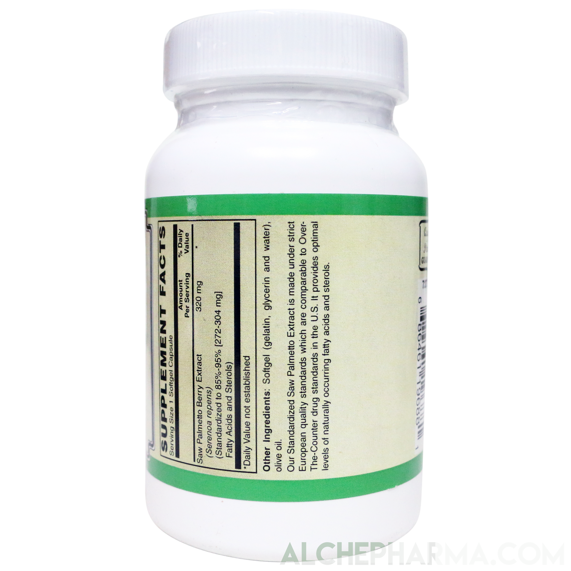 Saw Palmetto Extract 320 mg. ( European Standardized to 85%-95% Fatty Acids and Sterols )-Herb-AlchePharma