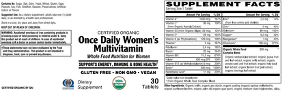 Once Daily Women's Multivitamin - Certified Organic Whole Food Nutrition for Women