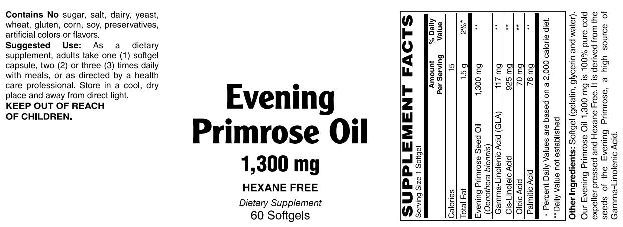 Evening Primrose Oil - 1,300 Mg, Hexane Free Softgels