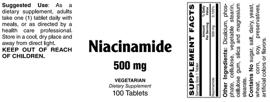Niacinamide 500 mg - 100 Tablets