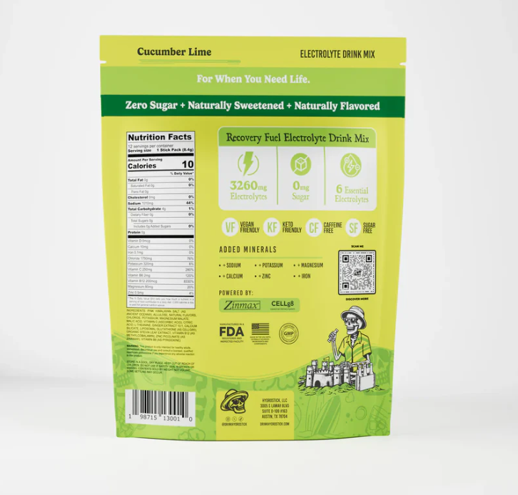 Electrolyte Hydration Mix Cucumber Lime 12 Sticks