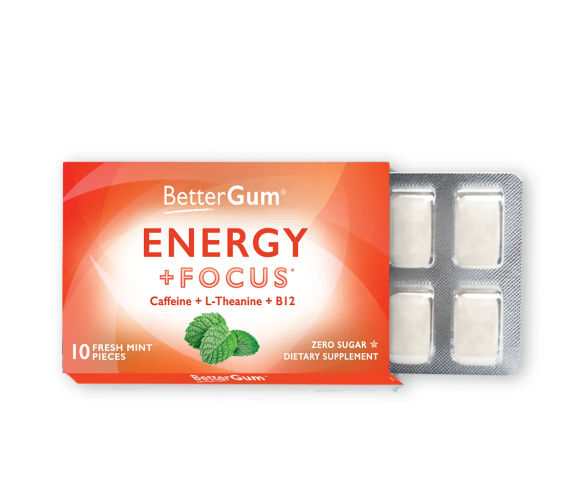 BetterGum Energy + Focus Gum 6 x 10 piece gum packs