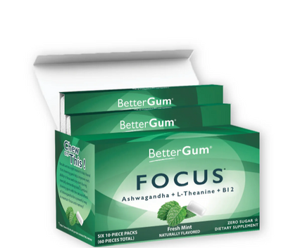 BetterGum Focus Gum 6 x 10 piece gum packs