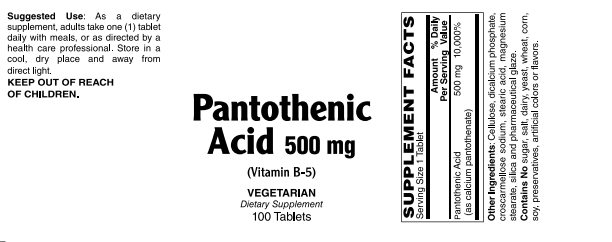 Pantothenic 500Mg 100 Tablets