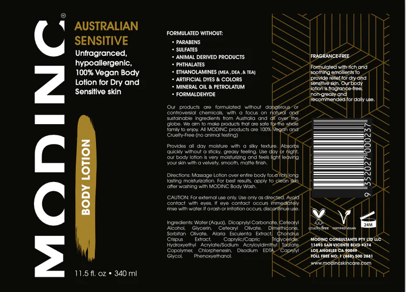 Australian Sensitive - Body Lotion - Unfragranced, Hypoallergenic - 11.5 Fl. Oz.