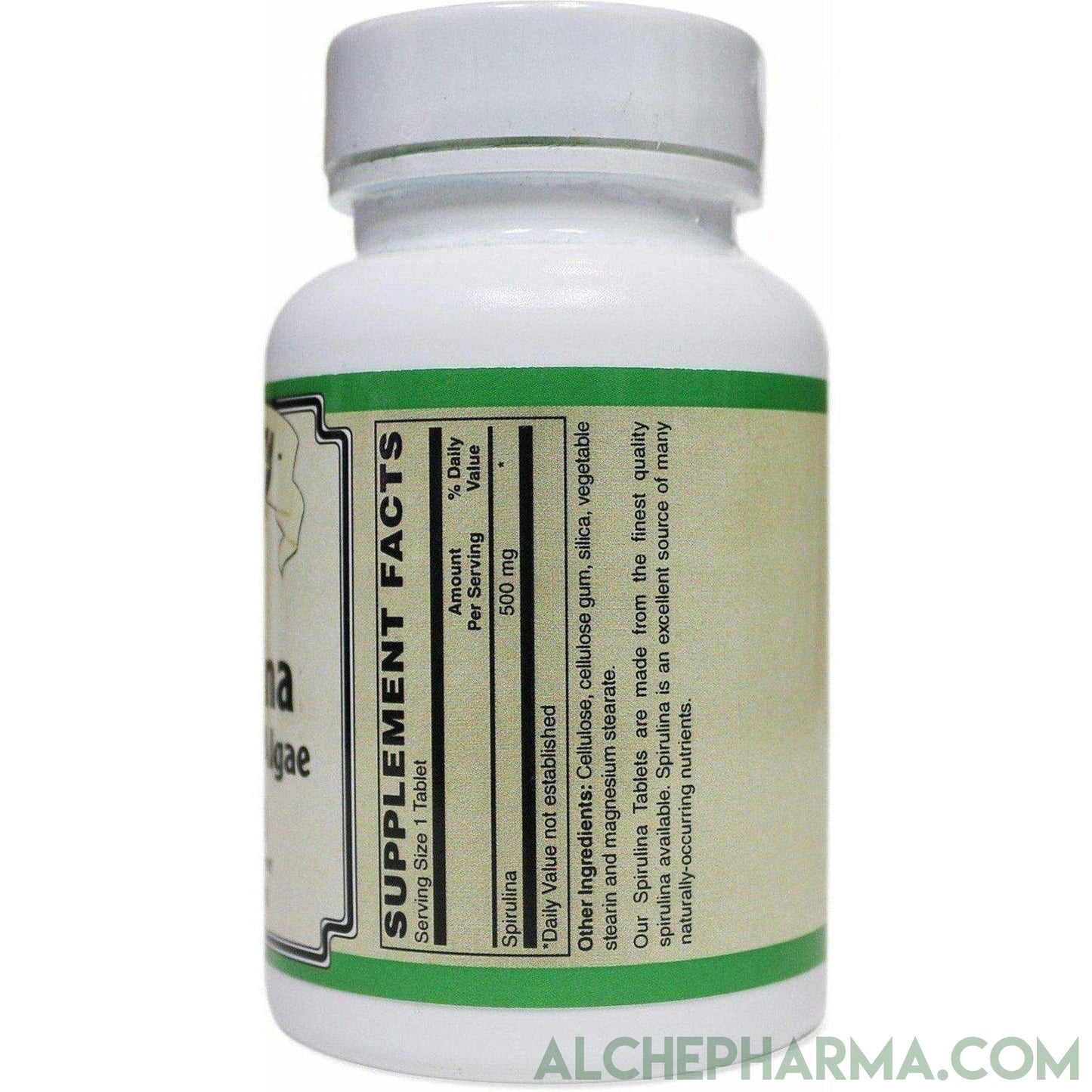 Spirulina Natural  (Blue Green Algae) 500 mg 100 Tablets - AlchePharma