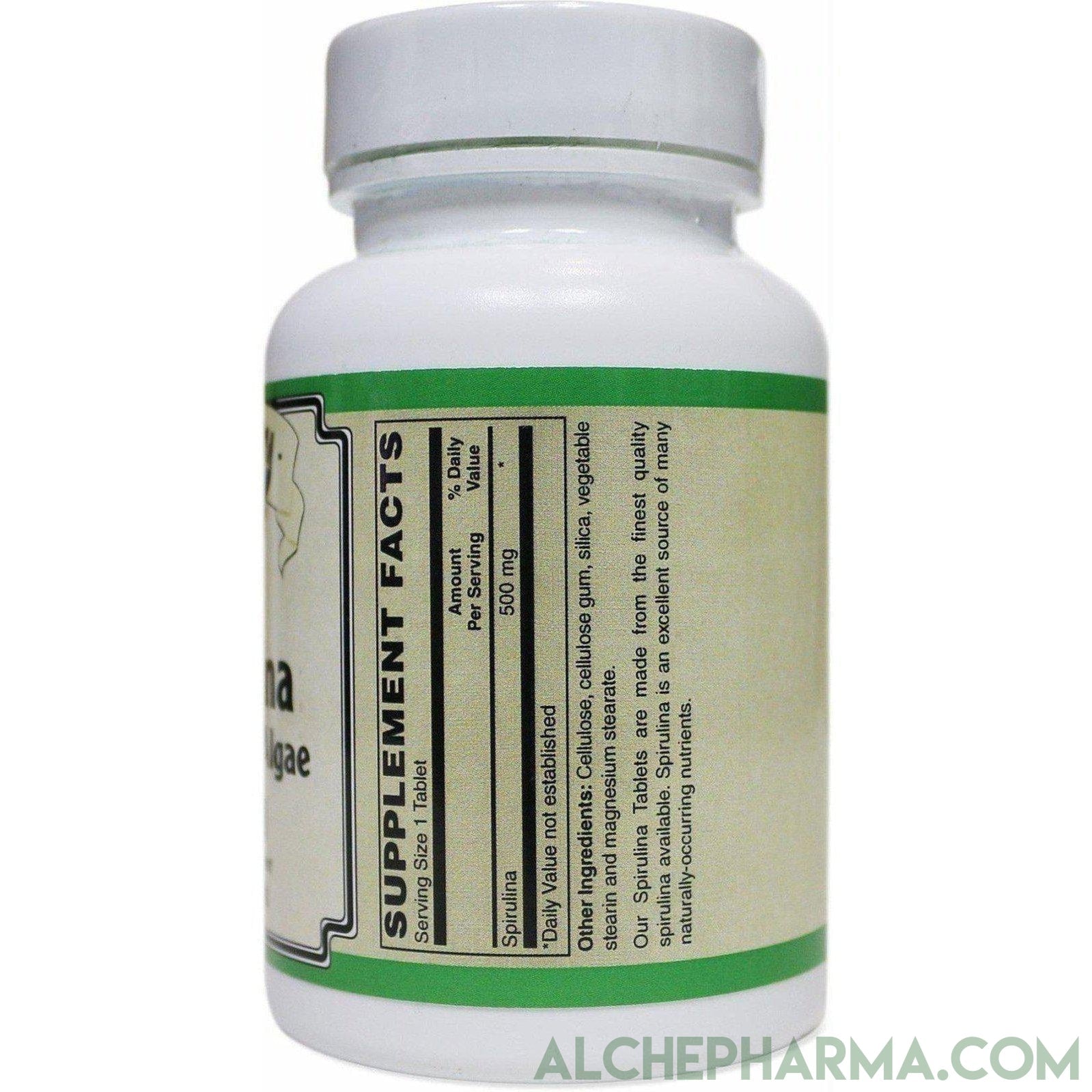 Spirulina Natural  (Blue Green Algae) 500 mg 100 Tablets - AlchePharma