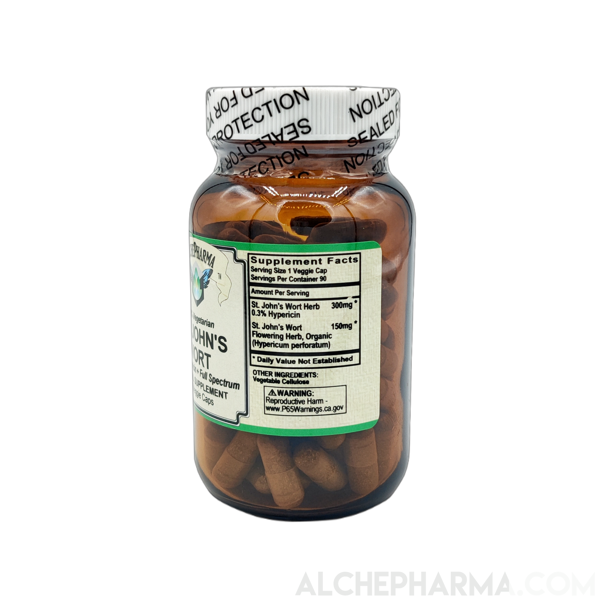 St. John's Wort (100% vegitarian) 450 mg total (90 vcaps)-AlchePharma