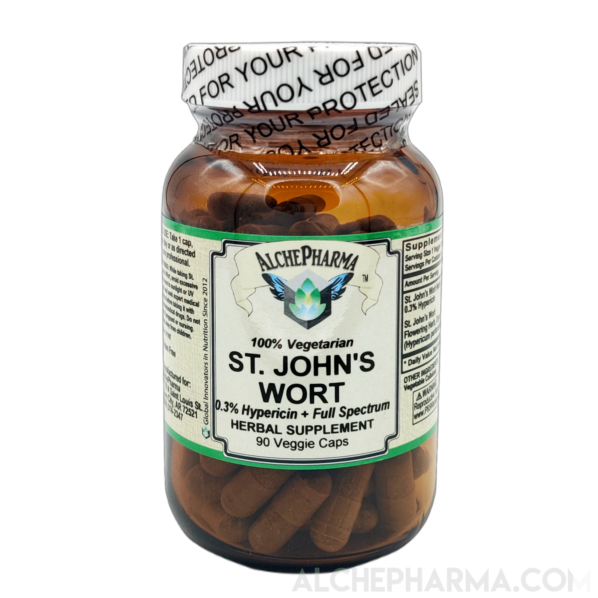 St. John's Wort (100% vegitarian) 450 mg total (90 vcaps)-AlchePharma