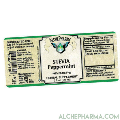Stevia Peppermint Liquid (Voted Best Tasting) 290 Servings 2 oz, w/ Peppermint Essential Oils-Sweeteners-AlchePharma