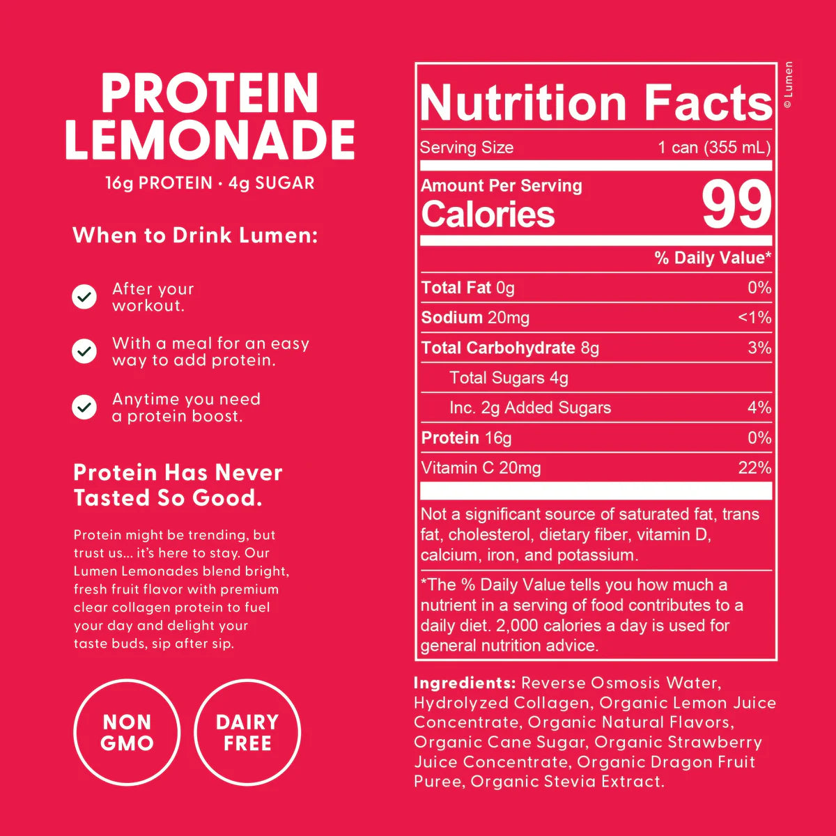 Protein Lemonade - Clear Collogen Protein Beverage - 12 Fl. Oz.