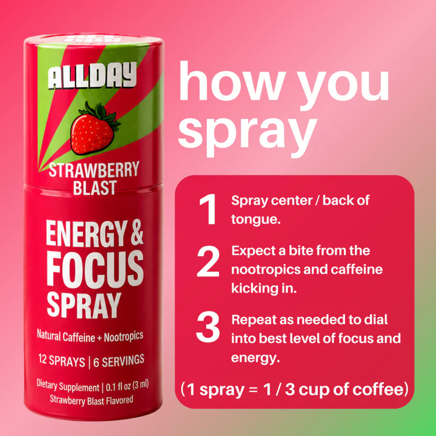 AllDay Energy Spray Strawberry Blast 72 Sprays