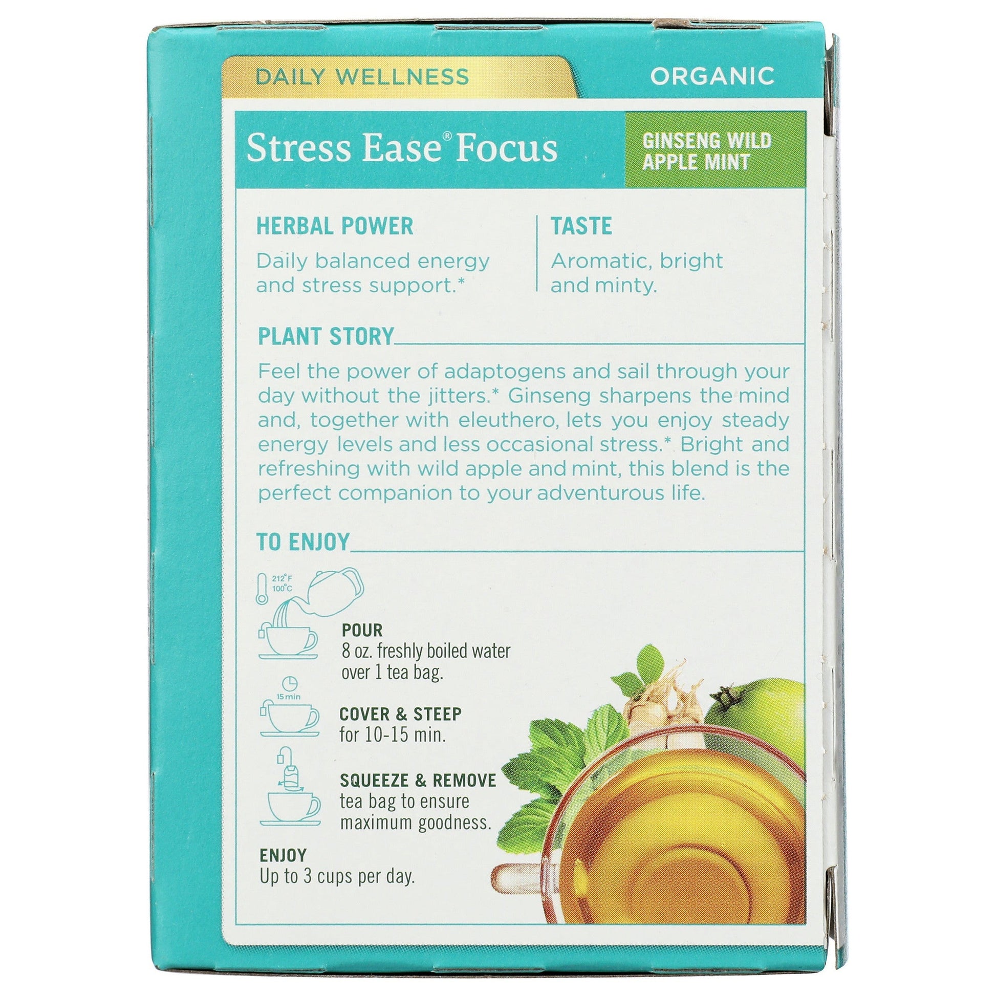 Stress Ease Focus Tea - Ginseng Wild Apple Mint, Organic-Herbal Teas-AlchePharma