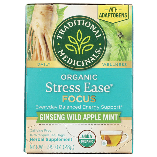 Stress Ease Focus Tea - Ginseng Wild Apple Mint, Organic-Herbal Teas-AlchePharma