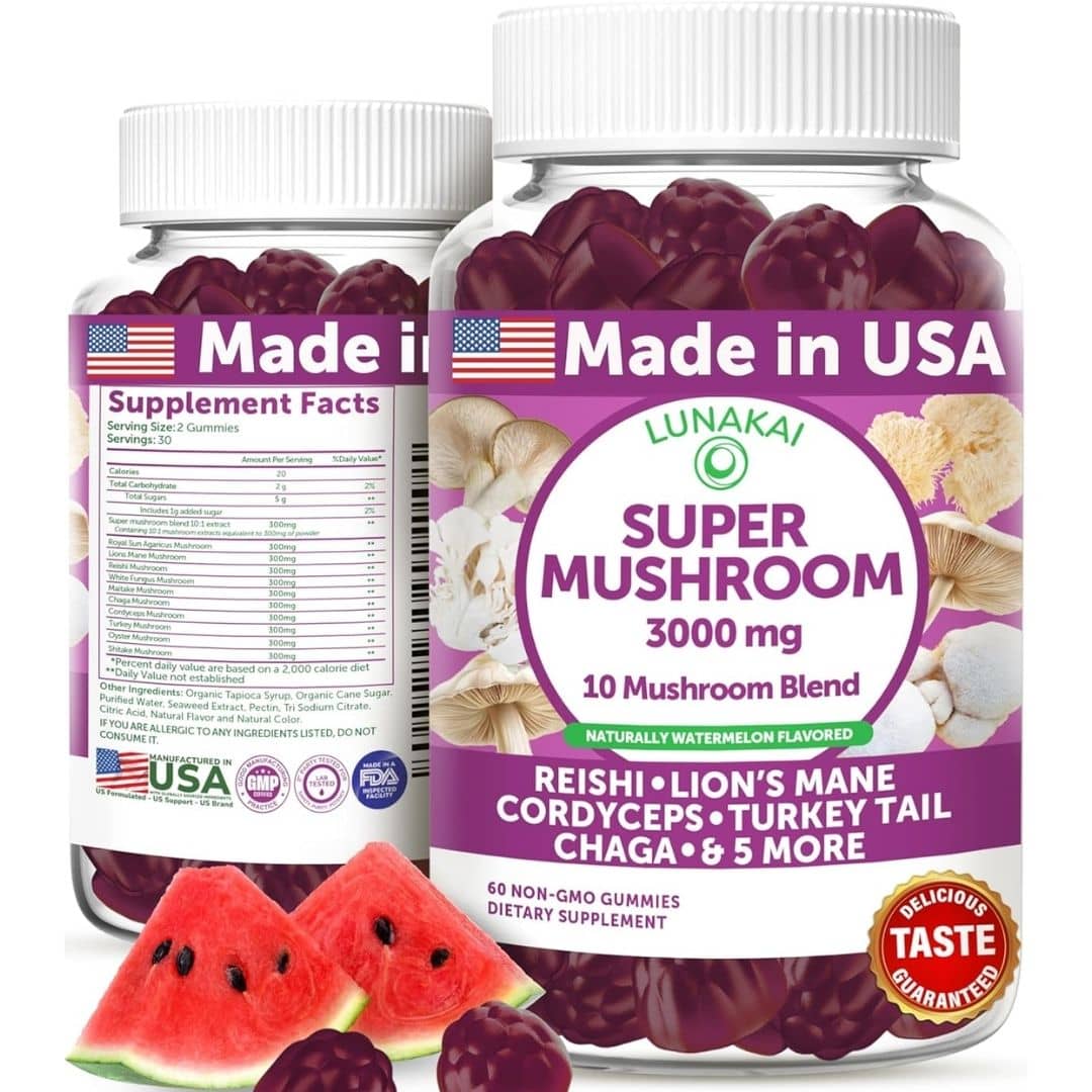 "Lunakai Super Mushroom Gummies 60 Count