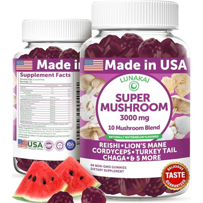 "Lunakai Super Mushroom Gummies 60 Count