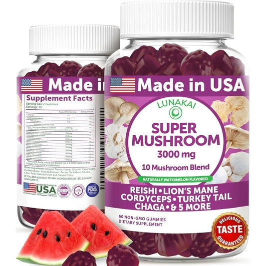 "Lunakai Super Mushroom Gummies 60 Count