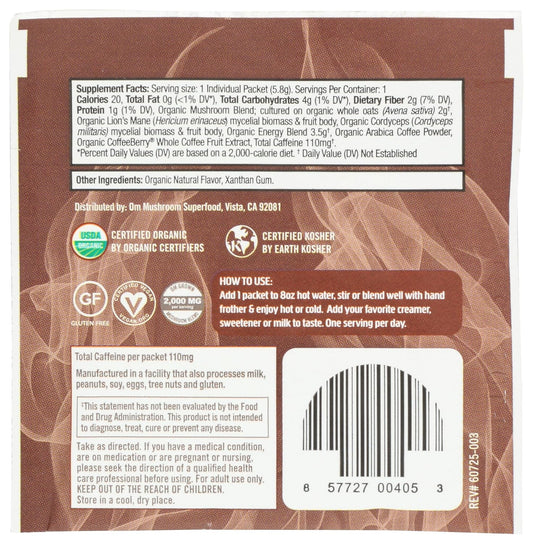 Om Mushroom Superfood Organic Mushroom Coffee Blend Drink Mix, 0.21 OZ