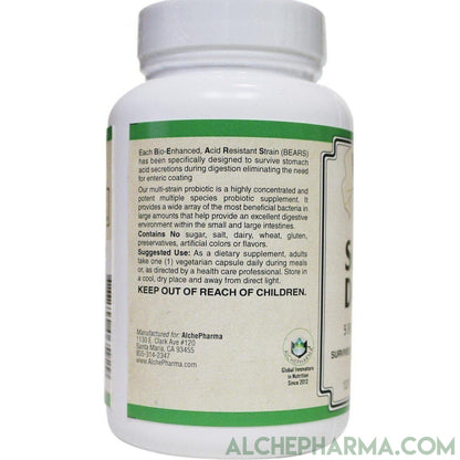 Suprema Dophilus Authentic ( Danisco -BEARS- Poly Matrix Stomach Acid Resistant Strains ) w/ arabinogalactans-Probiotics-AlchePharma-60 Veg Caps-AlchePharma
