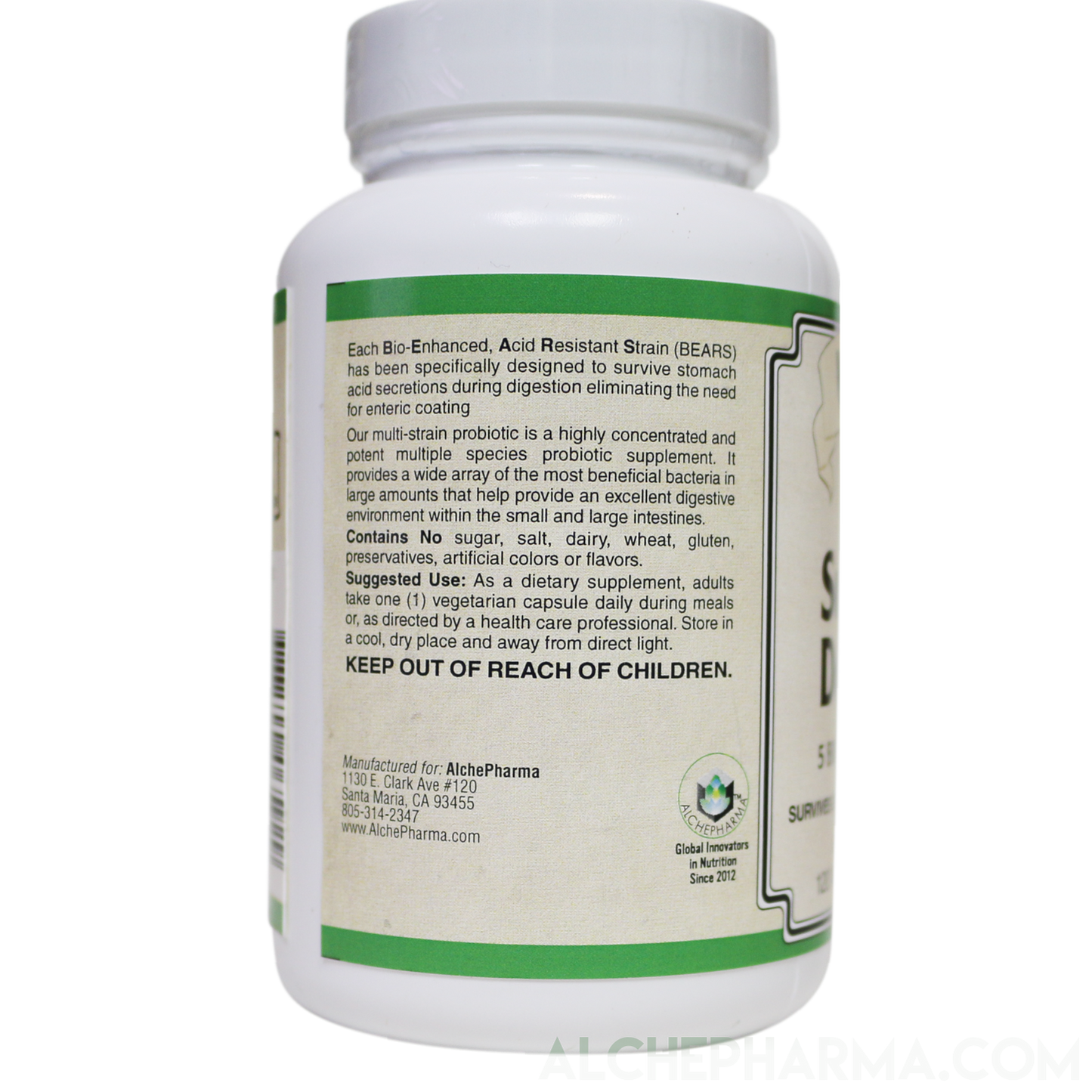 Suprema Dophilus Authentic ( Danisco -BEARS- Poly Matrix Stomach Acid Resistant Strains ) w/ arabinogalactans-Probiotics-AlchePharma