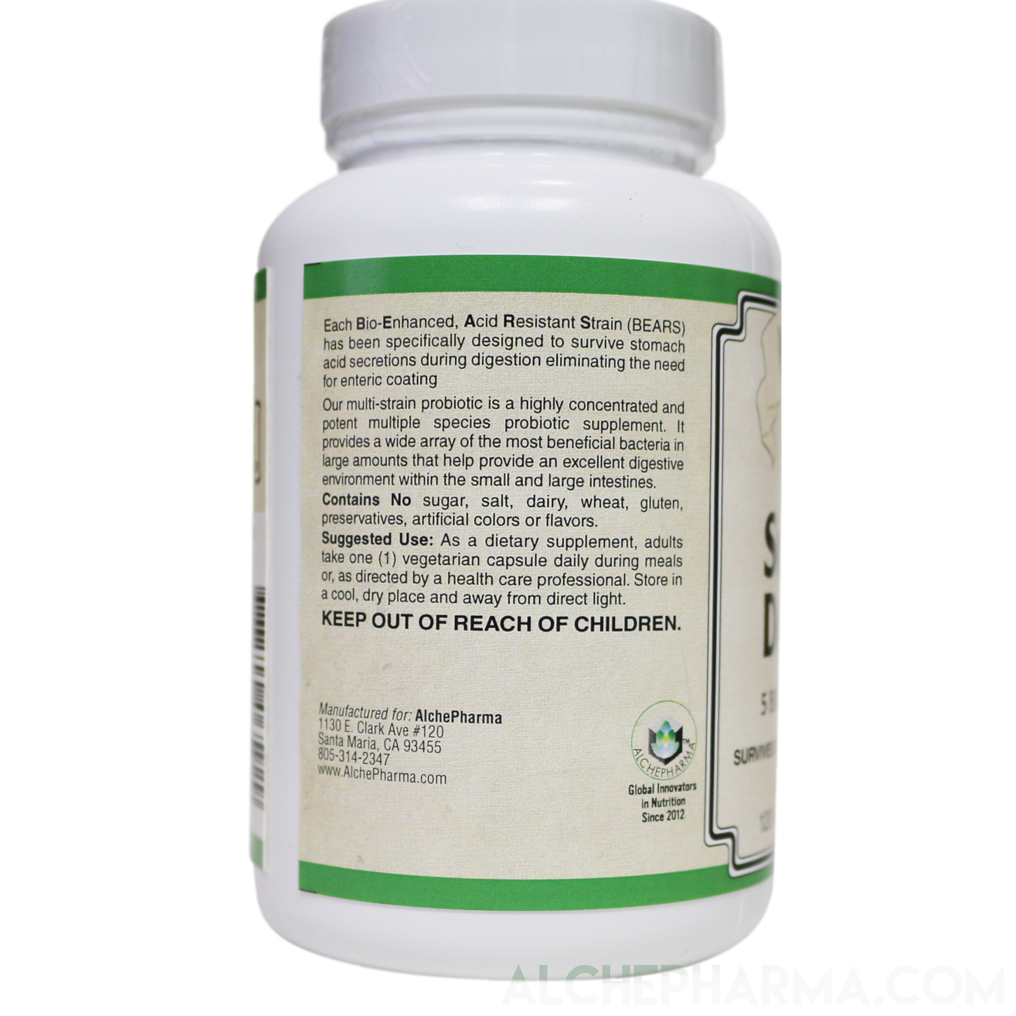 Suprema Dophilus Authentic ( Danisco -BEARS- Poly Matrix Stomach Acid Resistant Strains ) w/ arabinogalactans-Probiotics-AlchePharma