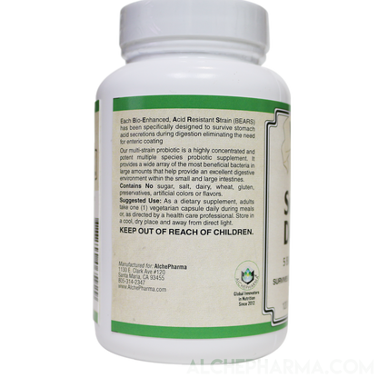 Suprema Dophilus Authentic ( Danisco -BEARS- Poly Matrix Stomach Acid Resistant Strains ) w/ arabinogalactans-Probiotics-AlchePharma