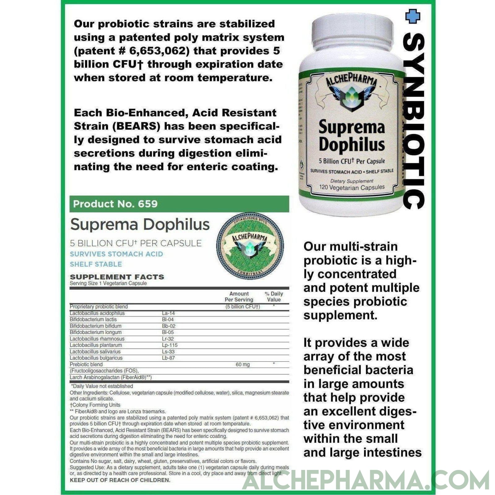 AP Suprema Dophilus , Veg Caps, Stomach Acid Resistant Strains - AlchePharma