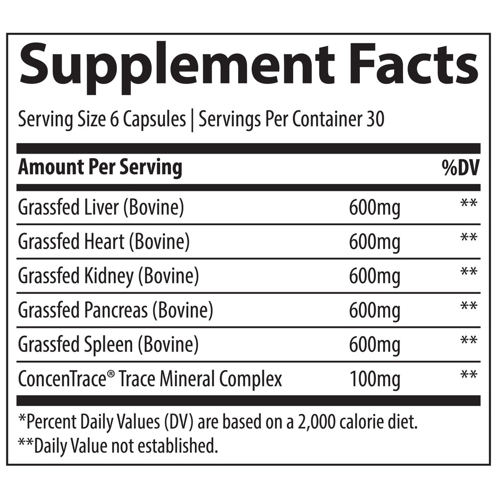 TM Ancestral Grass-Fed Beef Organs 500 mg/capsule-Vitamins & Supplements-AlchePharma