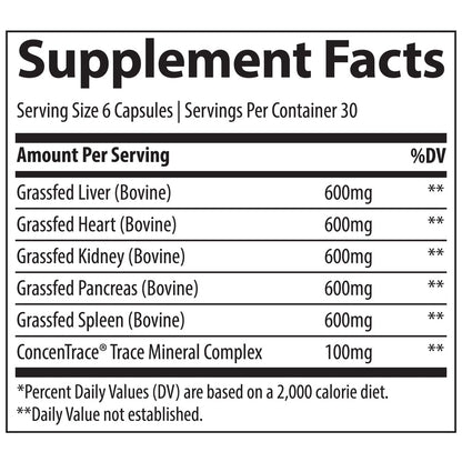 TM Ancestral Grass-Fed Beef Organs 500 mg/capsule-Vitamins & Supplements-AlchePharma