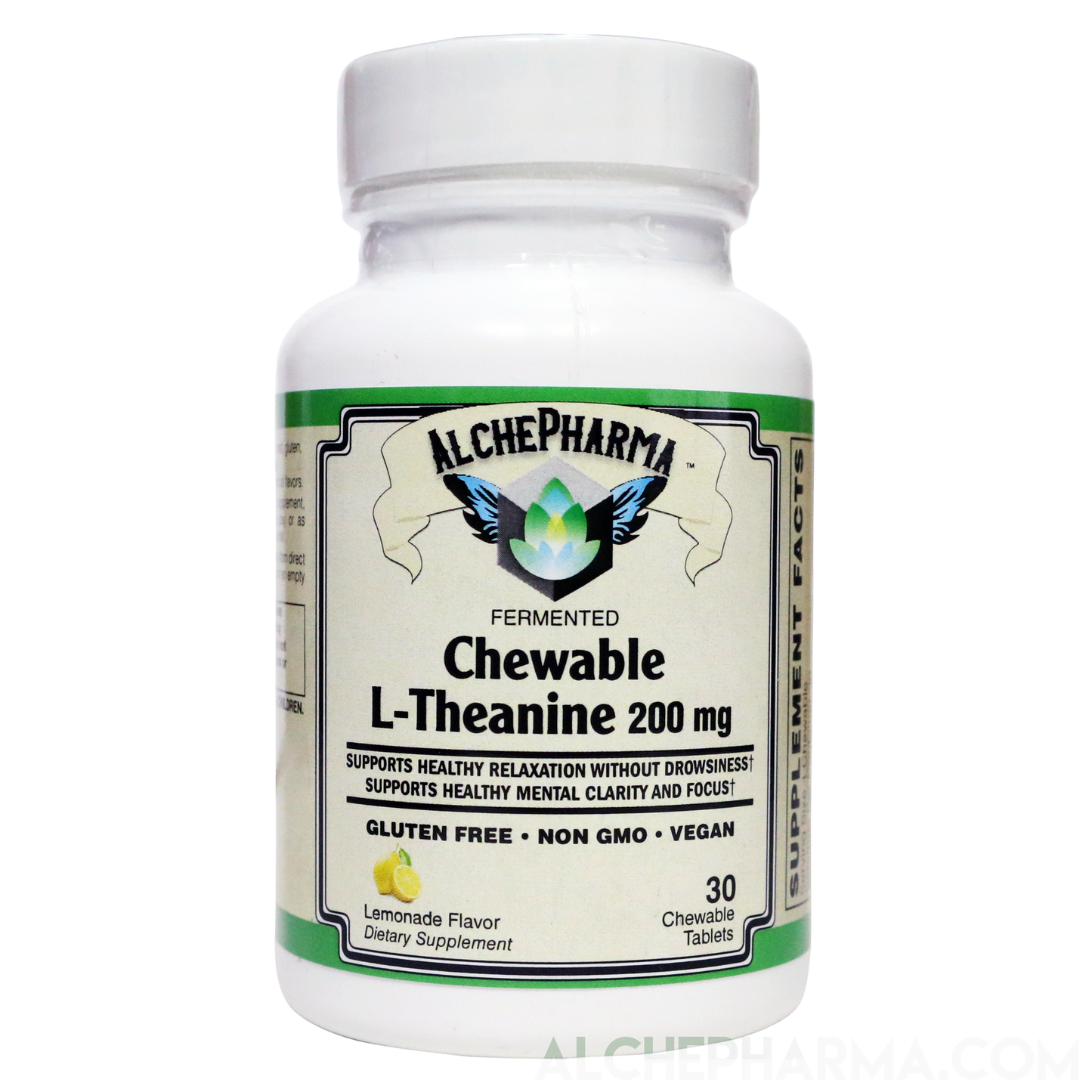 Theanine 200Mg Chewable AlphaWave® Fermented Vegan Lemonade Flavor-Vitamins & Supplements-AlchePharma