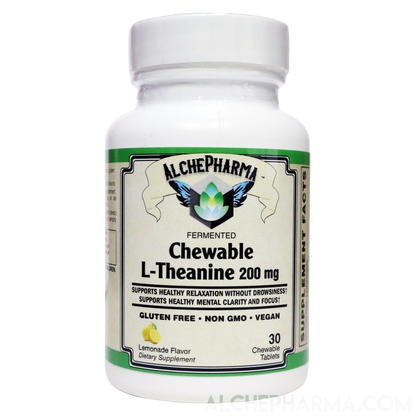 Theanine 200Mg Chewable AlphaWave® Fermented Vegan Lemonade Flavor-Vitamins & Supplements-AlchePharma