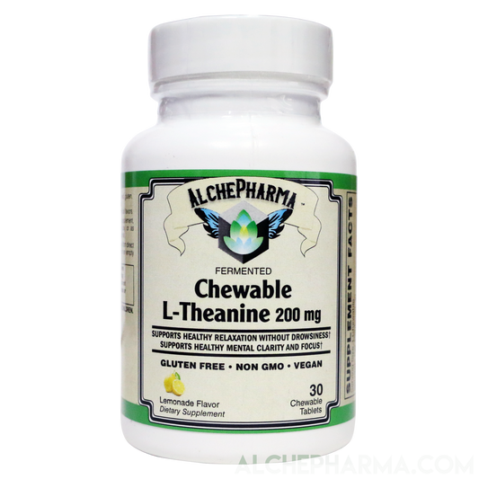 Theanine 200Mg Chewable AlphaWave® Fermented Vegan Lemonade Flavor-Vitamins & Supplements-AlchePharma