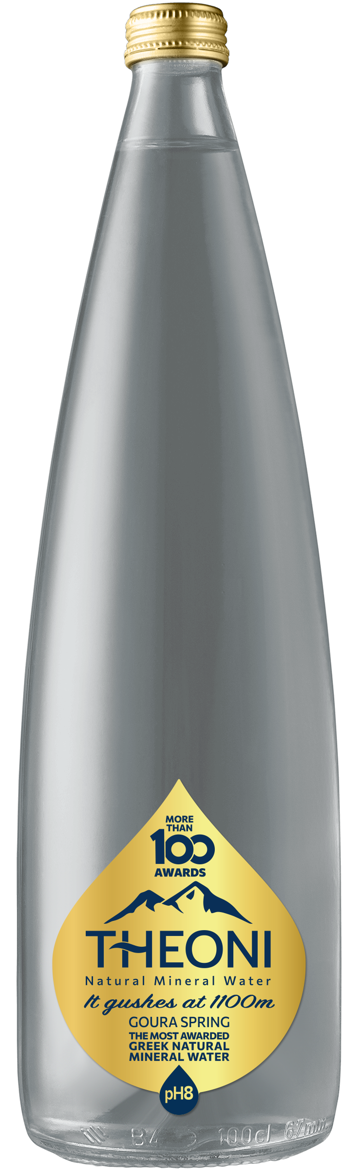 Natural Spring Water - Glass Bottle, Goura Spring, from Greece - 33.8 Fl. Oz./1.06 Qt./1 L