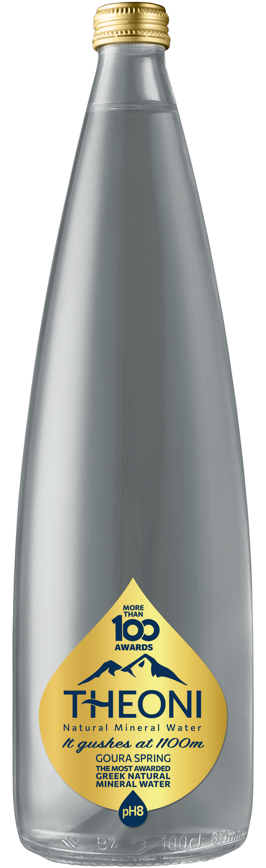 Natural Spring Water - Glass Bottle, Goura Spring, from Greece - 33.8 Fl. Oz./1.06 Qt./1 L