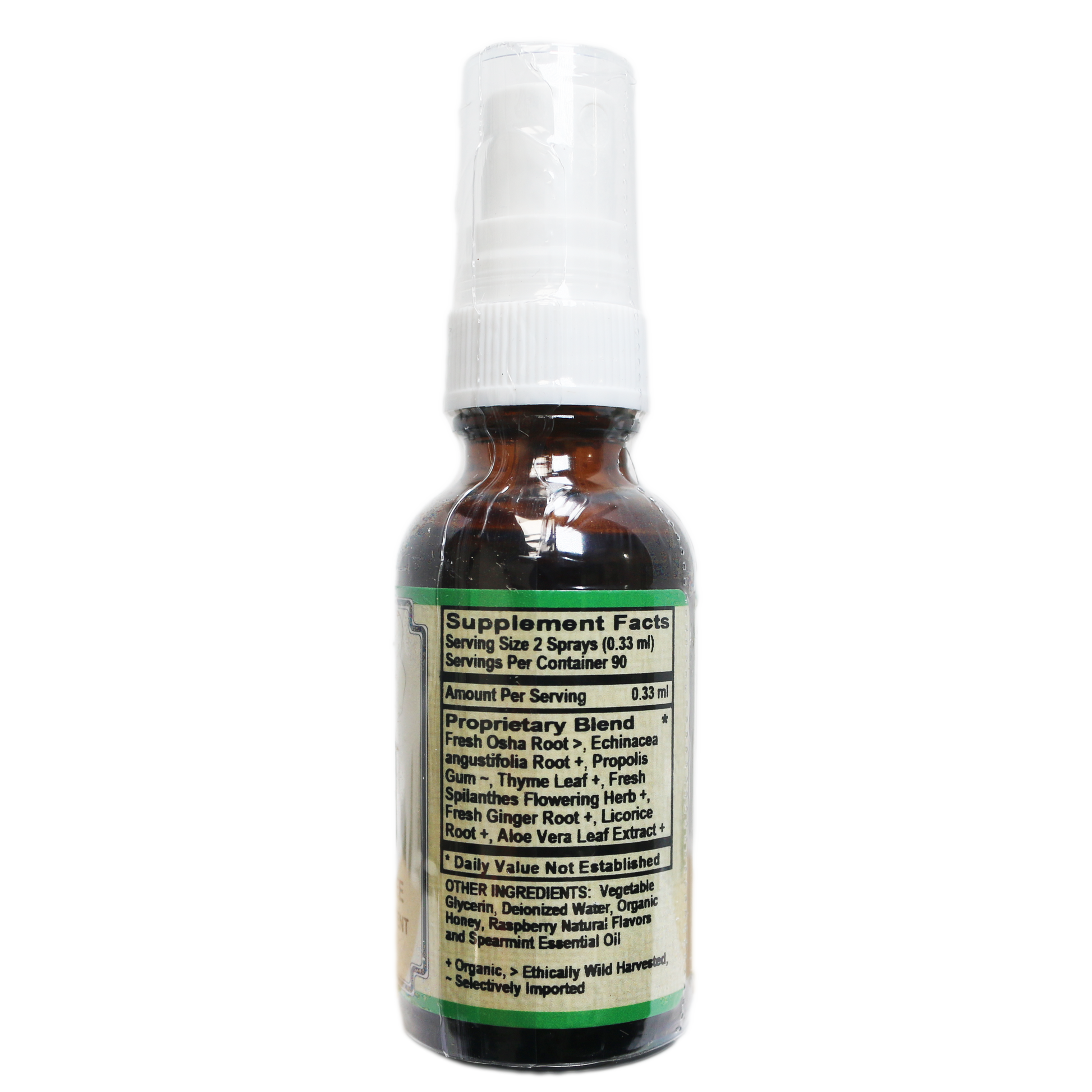 Throat Spray Relief w/ Organic and Wild Crafted herbs / Natural Raspberry-Herb-AlchePharma