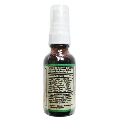Throat Spray Relief w/ Organic and Wild Crafted herbs / Natural Raspberry-Herb-AlchePharma