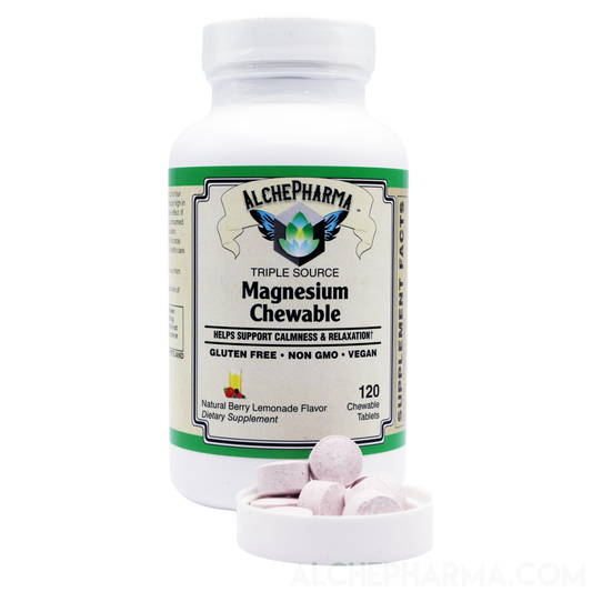 Triple Source Chewable Magnesium Aquamin® Citrate and Chelate Vegan, great tasting Berry Lemonade-Vitamins & Supplements-AlchePharma
