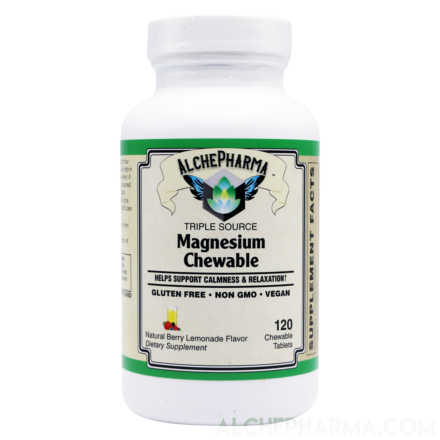 Triple Source Chewable Magnesium Aquamin® Citrate and Chelate Vegan, great tasting Berry Lemonade-Vitamins & Supplements-AlchePharma
