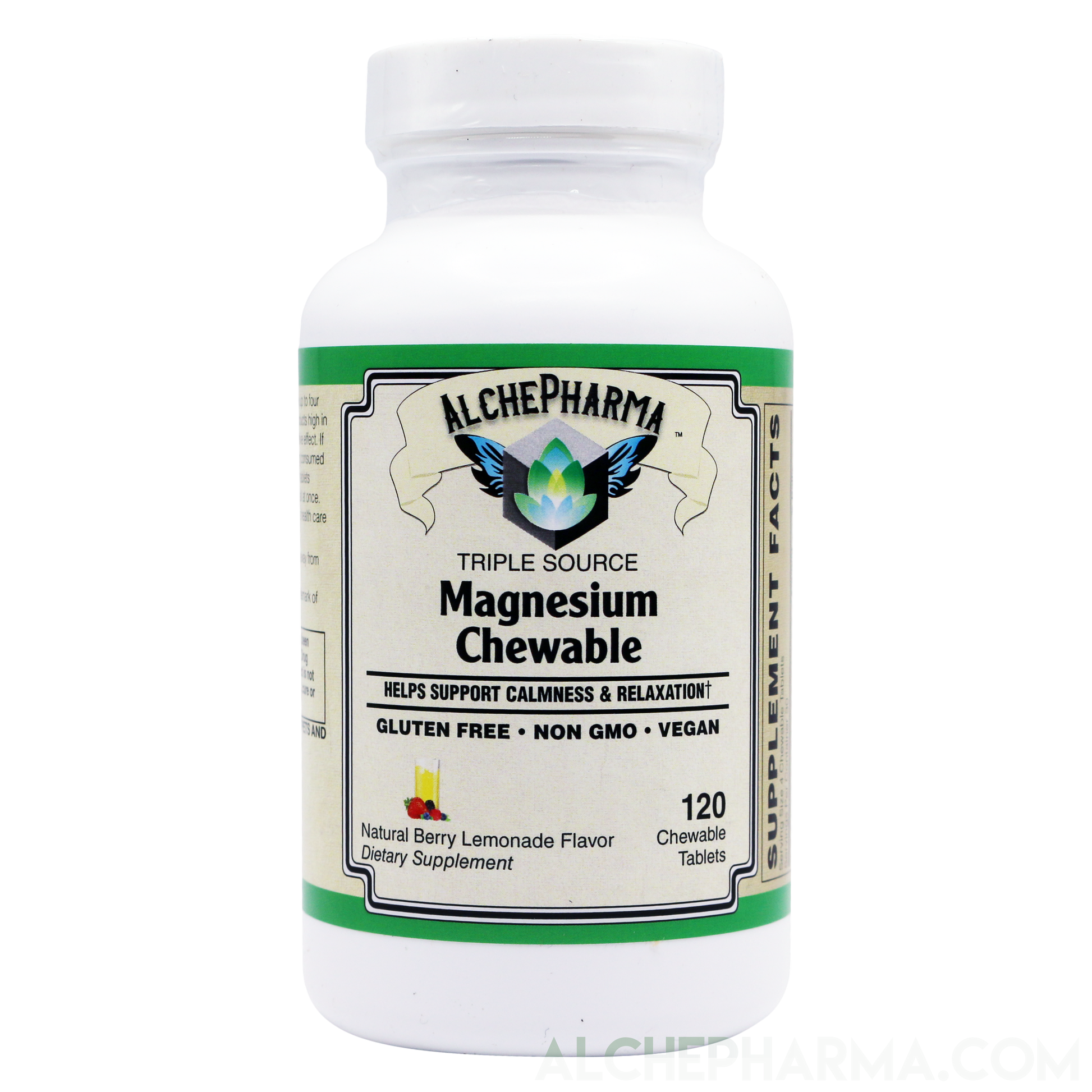 Triple Source Chewable Magnesium Aquamin® Citrate and Chelate Vegan, great tasting Berry Lemonade-Vitamins & Supplements-AlchePharma