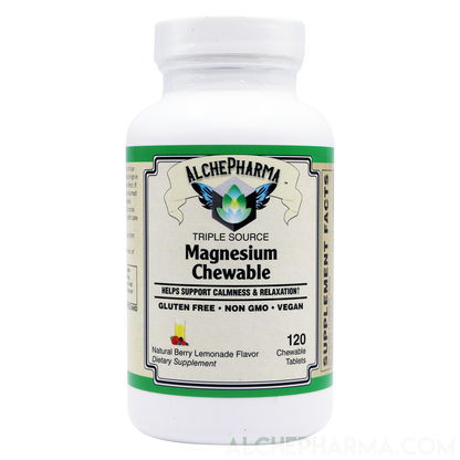 Triple Source Chewable Magnesium Aquamin® Citrate and Chelate Vegan, great tasting Berry Lemonade-Vitamins & Supplements-AlchePharma