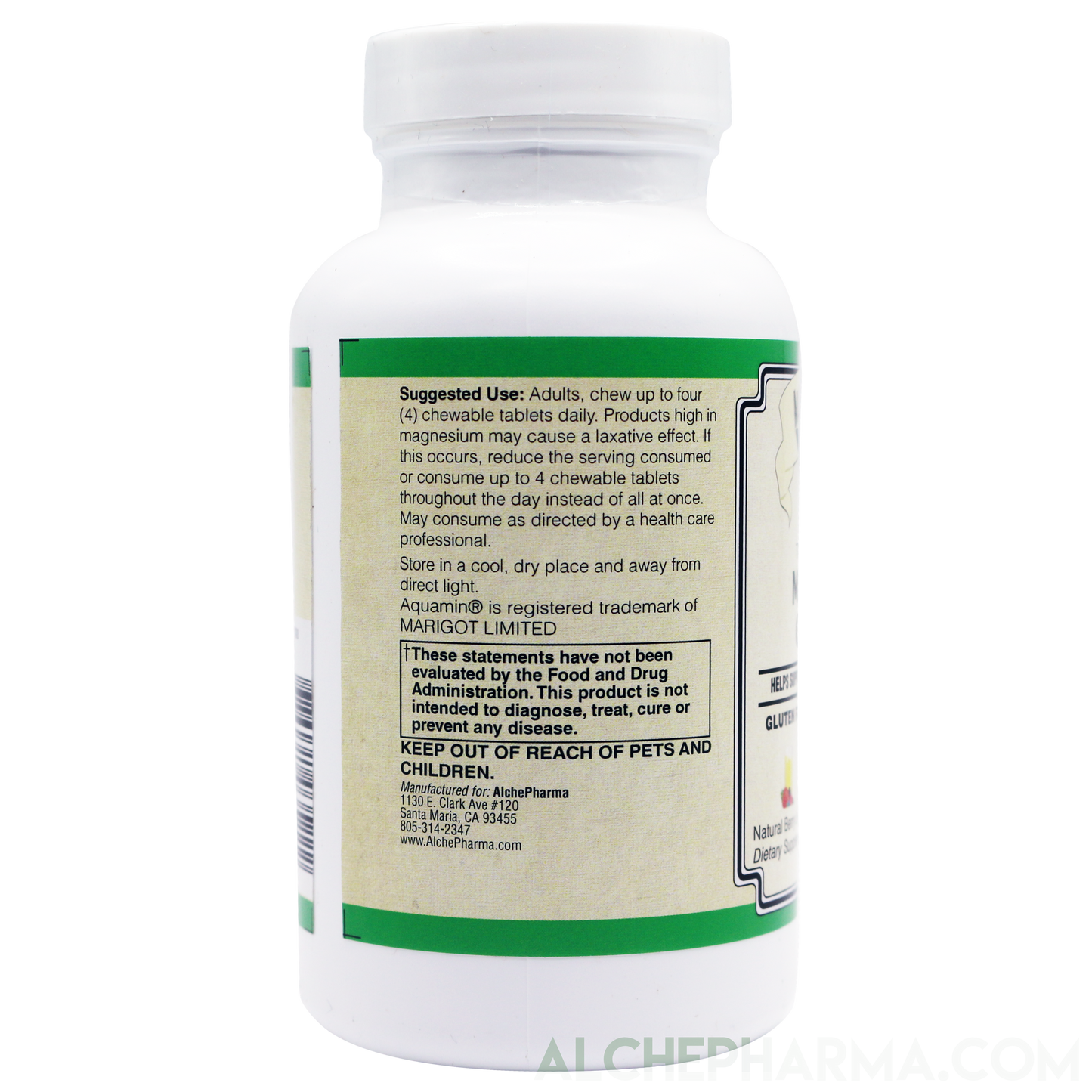 Triple Source Chewable Magnesium Aquamin® Citrate and Chelate Vegan, great tasting Berry Lemonade-Vitamins & Supplements-AlchePharma