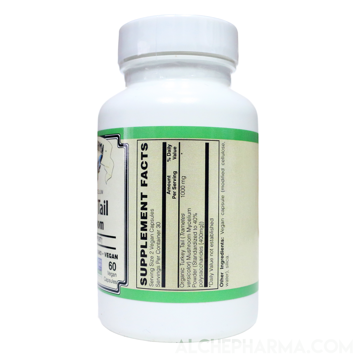 Turkey Tail Mushroom ( Organic Trametes Versicolor ) 40% polysaccharides Vegan-Mushrooms-AlchePharma