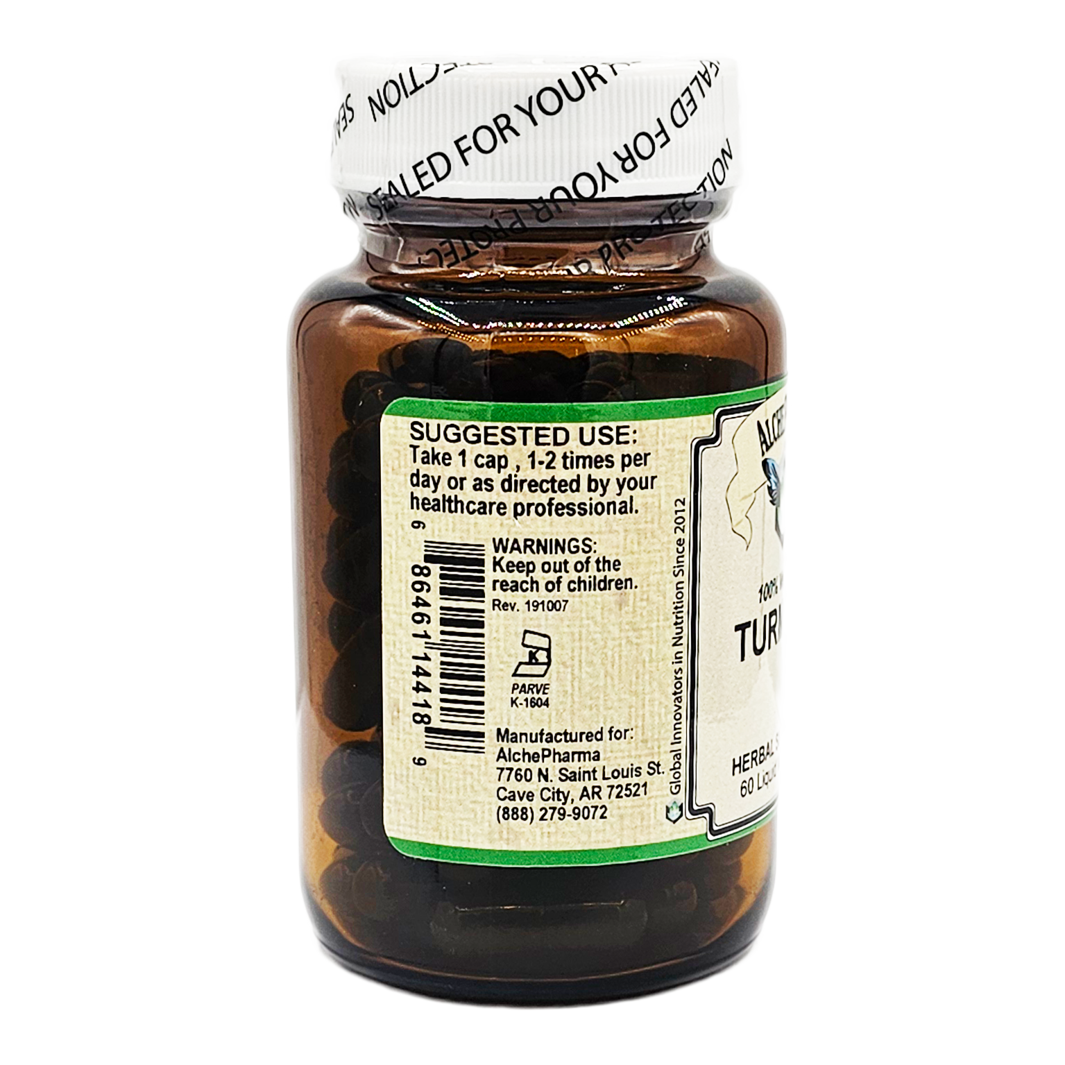 Turmeric Liquid Veggie Capsules (Full Spectrum with Black Pepper - 100% Vegetarian)-Herbs-AlchePharma