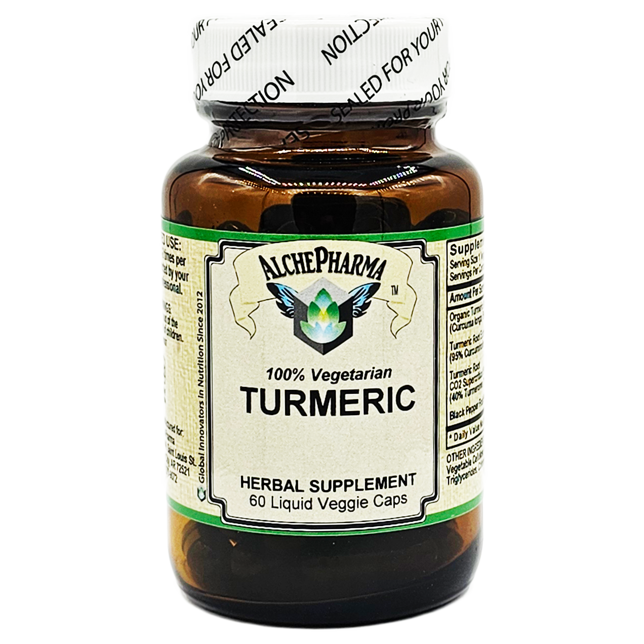 Turmeric Liquid Veggie Capsules (Full Spectrum with Black Pepper - 100% Vegetarian)-Herbs-AlchePharma